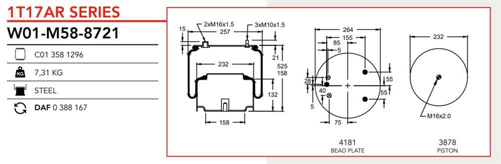 FUELLE DE SUSPENSION DAF FT XF 95.530 miniatura