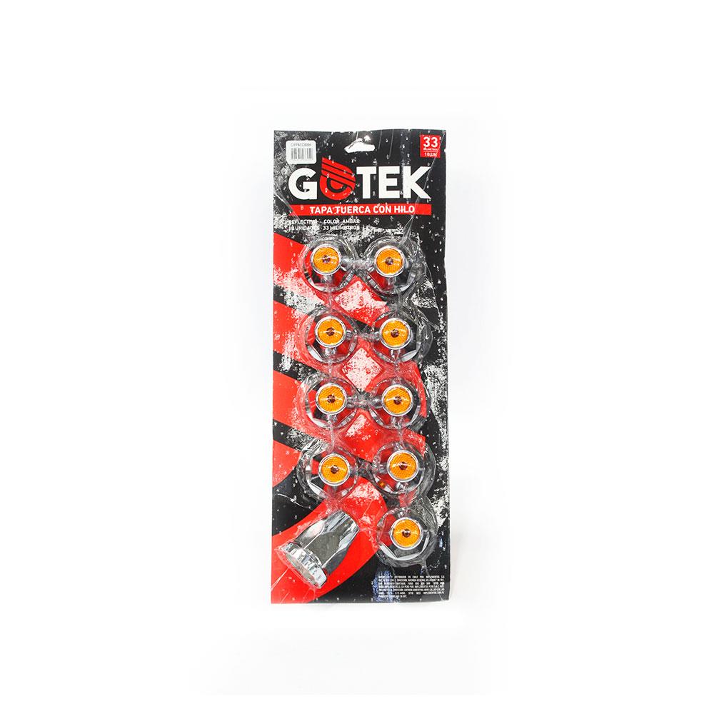 SET 10 UN TAPA TUERCA CROMADA 32-33 MM - PUNTA AMBAR-CON HIL miniatura