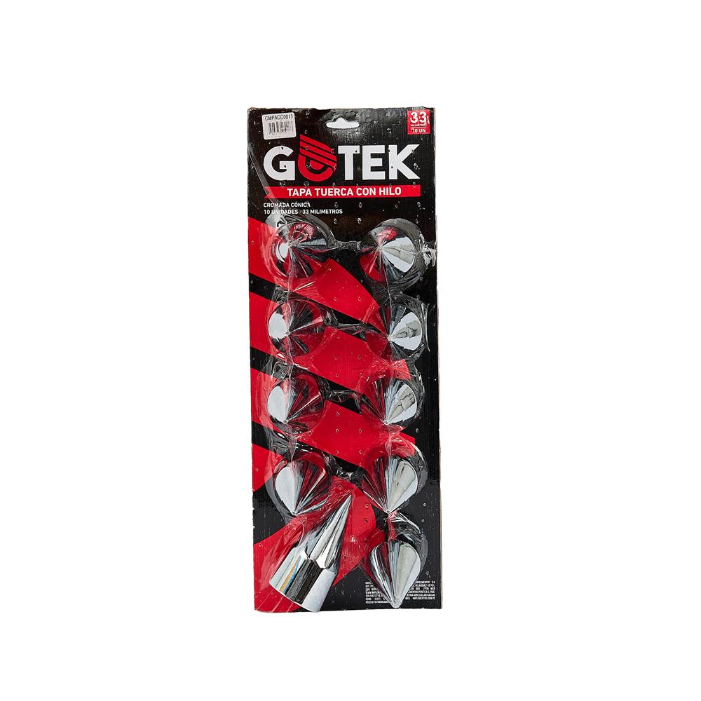 SET 10 UN TAPA TUERCA CROMADA 32-33 MM - CONICA-CON HILO miniatura