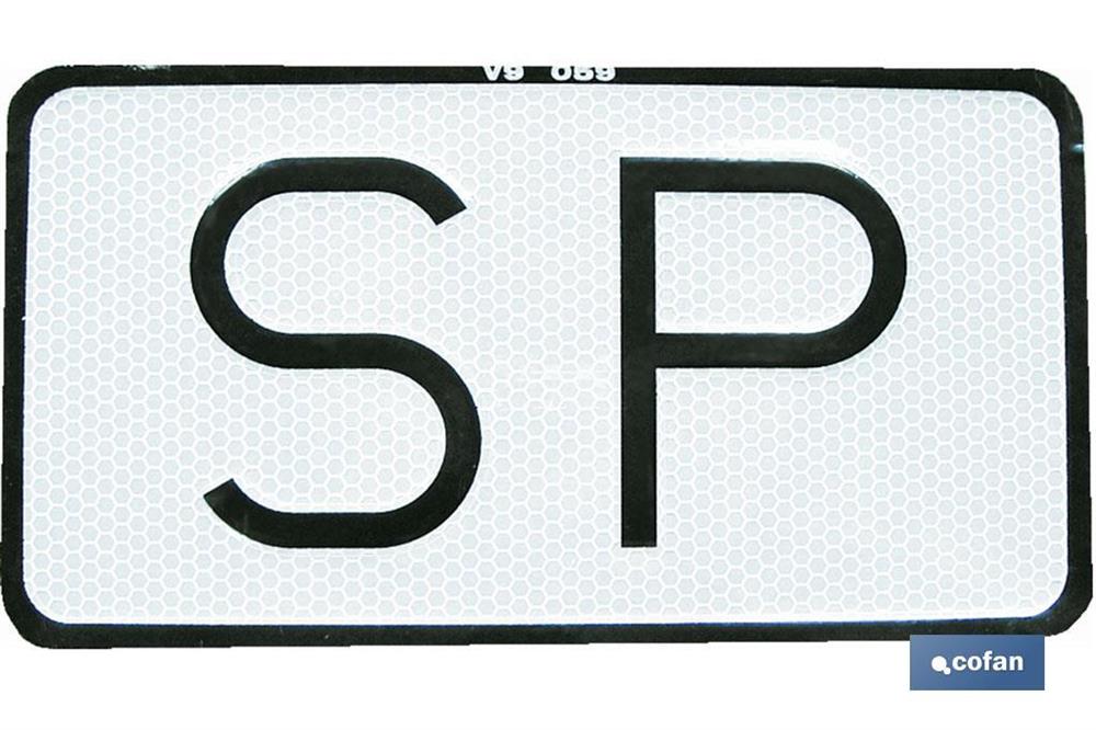 PLACA SP V-9 SERVICIO PÚBLICO 15X7,5