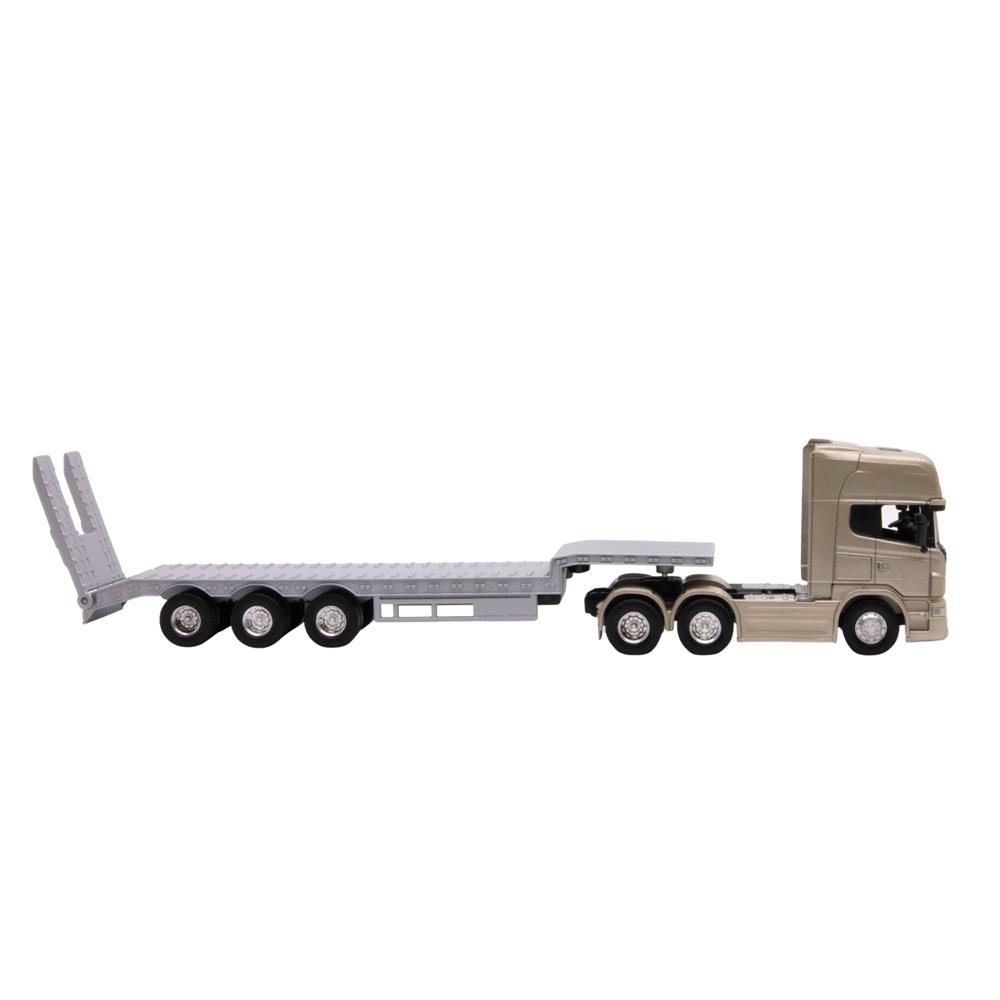 SCANIA V8 R730 LOWBOY BLANCO 1:64 miniatura