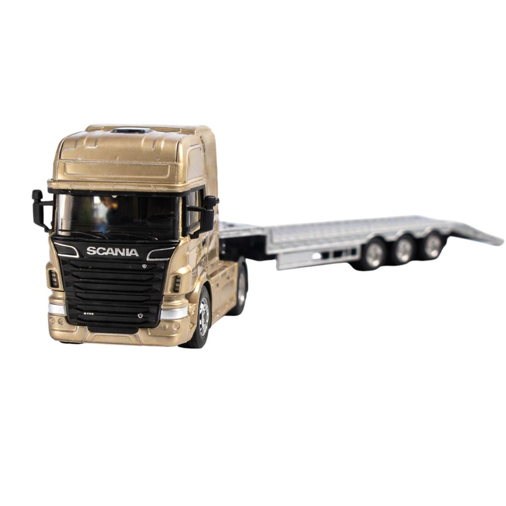 SCANIA V8 R730 LOWBOY BLANCO 1:64 miniatura