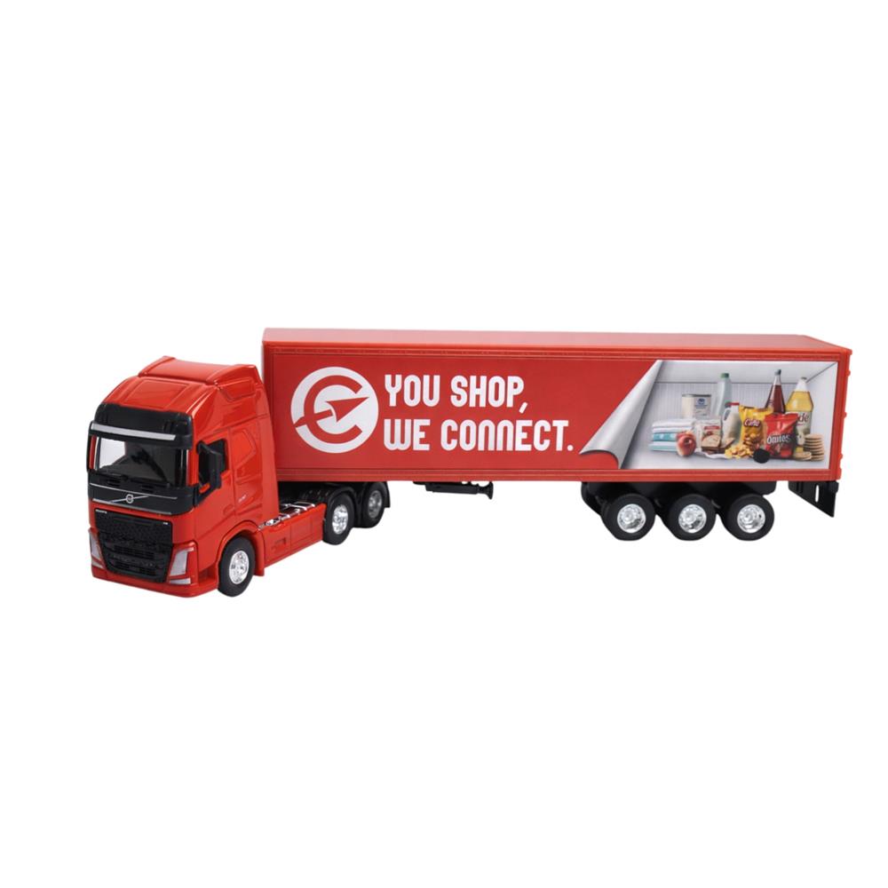VOLVO FH TRACTOR TRAILER CONTAINER ROJO 1:64 miniatura