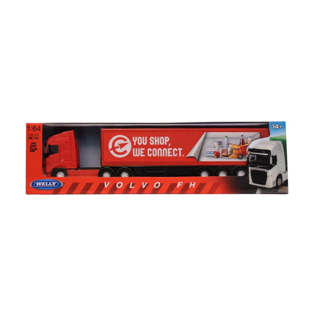 VOLVO FH TRACTOR TRAILER CONTAINER ROJO 1:64 miniatura
