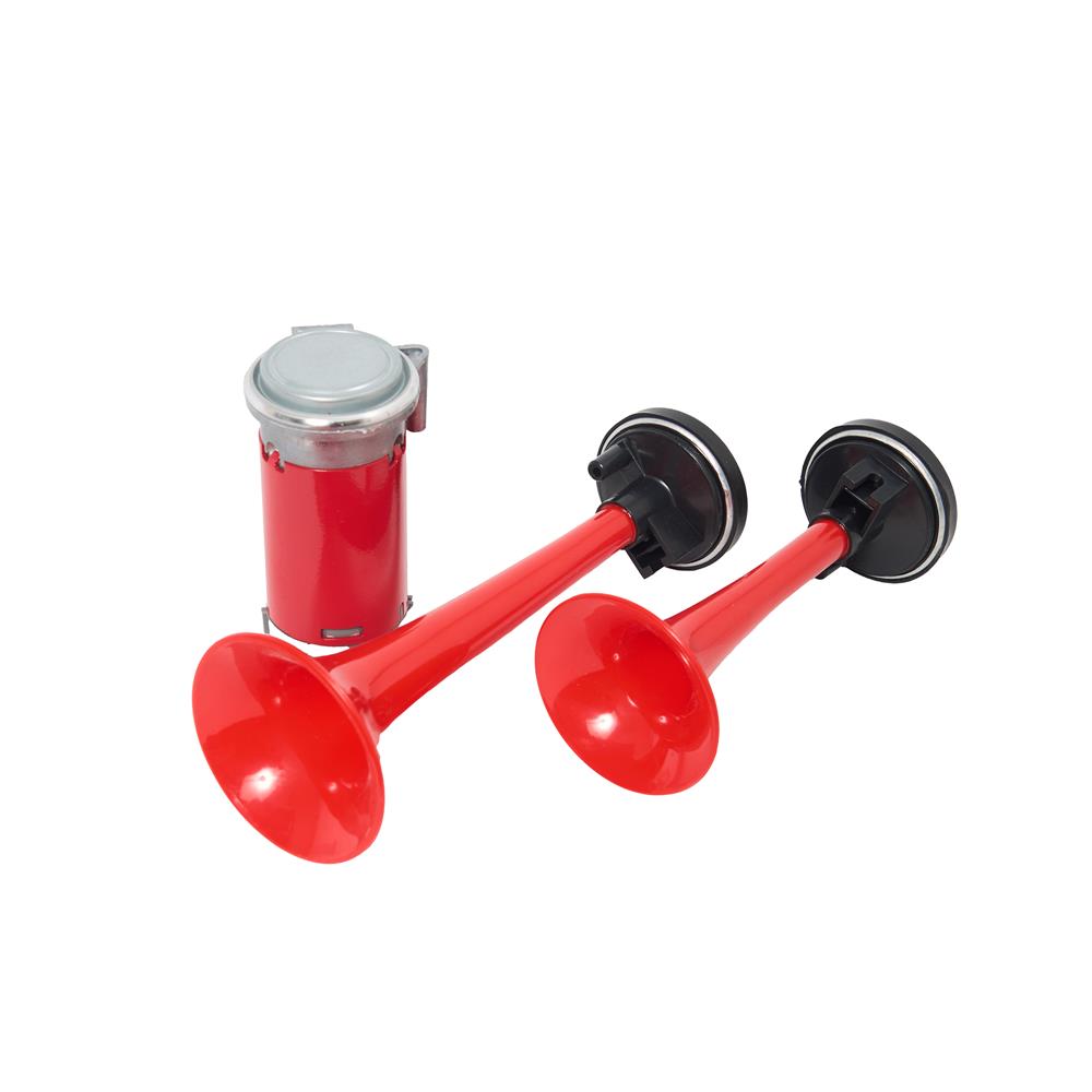 BOCINA AIRE 2 TROMPETAS 12/24 VOLTS CON COMPRESOR miniatura