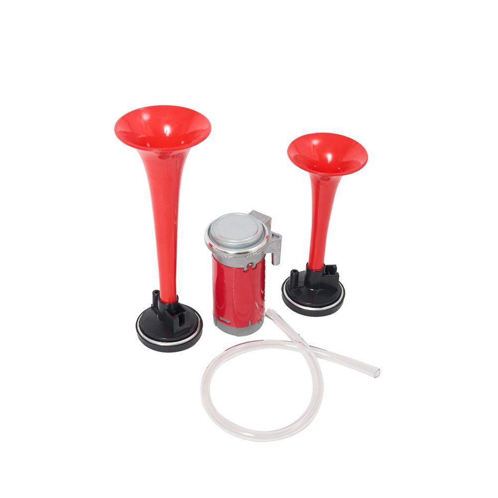 BOCINA AIRE 2 TROMPETAS 12/24 VOLTS CON COMPRESOR miniatura