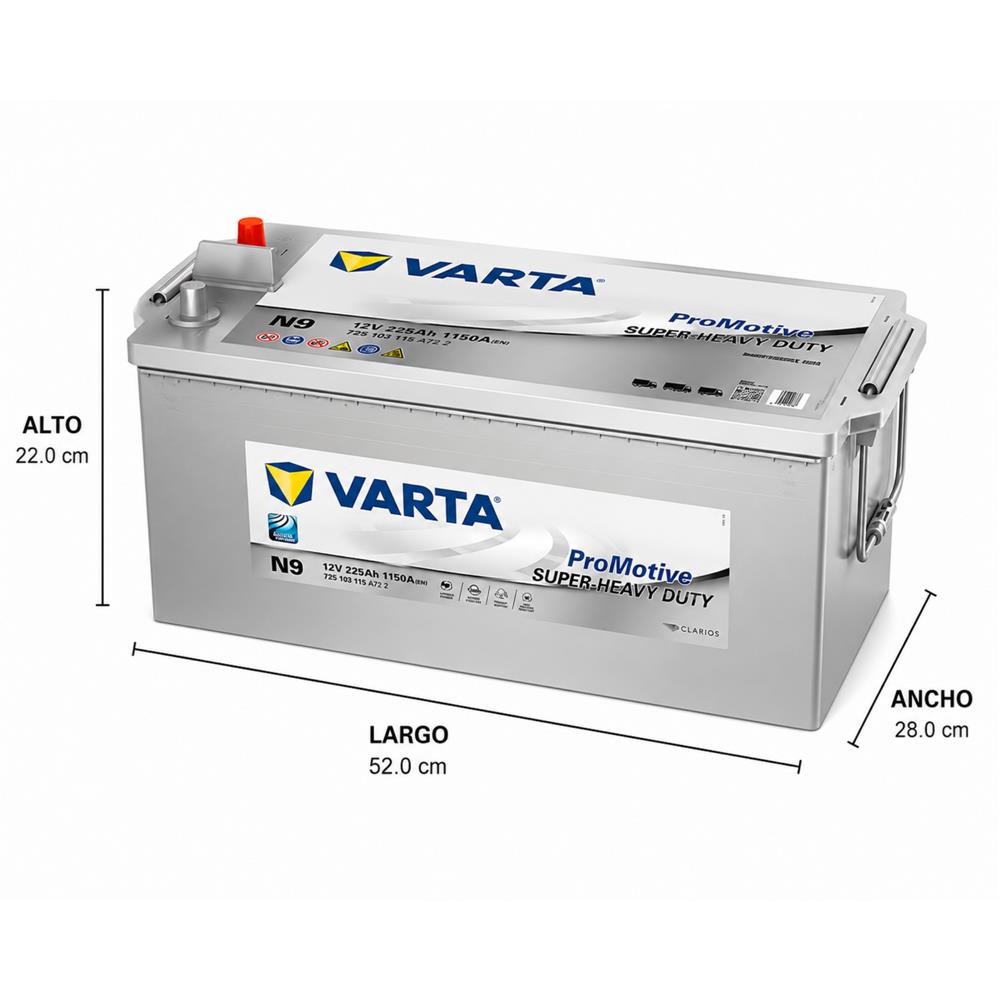BATERÍA SHD N9 225 AH, 1150 CCA, +I, 12V miniatura