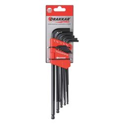 13 LLAVES HEXAGONALES DOBLADAS EXTRA LARGAS CON PUNTA DE BOL