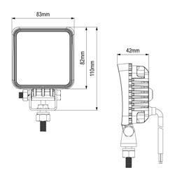 FARO DE TRABAJO CUADRADO LED 16W CON INTERRUPTOR ON/OFF miniatura