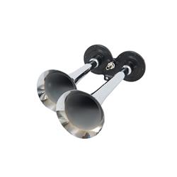 BOCINA AIRE 2 TROMPETAS 12/24 VOLTS CON COMPRESOR miniatura