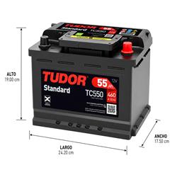 BATERÍA ESTANDAR TC550 55 AH, 460 CCA, +D, 12V miniatura